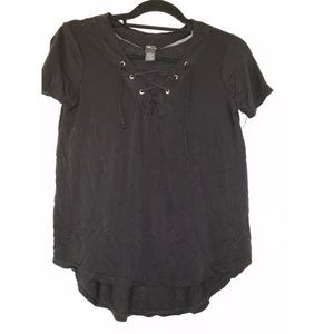 Rue 21 black front lace shirt